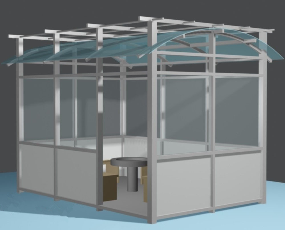 钢结构玻璃吸烟亭